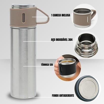 Imagem de Garrafa Reforçada Térmica 500ml Caneca Café Aço Inox Duplo