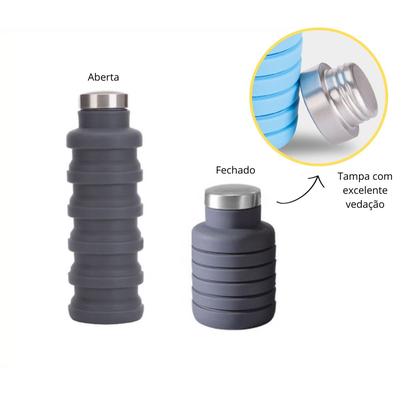 Imagem de Garrafa Retrátil De Silicone Com Tampa Inox 500ml