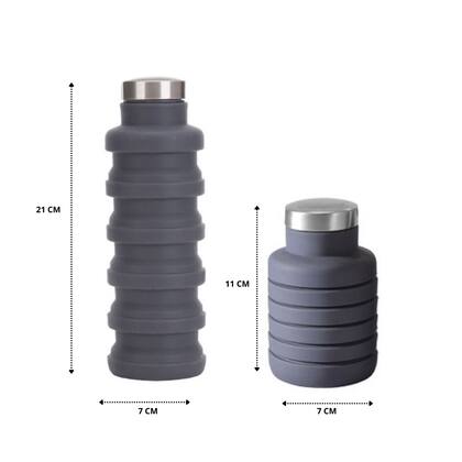 Imagem de Garrafa Retrátil De Silicone Com Tampa Inox 500ml