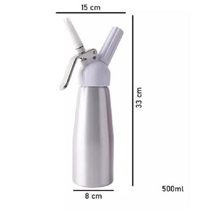 Imagem de Garrafa Sifão Chantilly 3 Bicos Profissional 500ml Prata