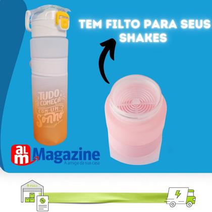 Imagem de Garrafa Squeeze 800ml Com Pegador E Filtro Shake Academdia CB3104