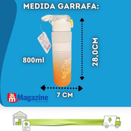 Imagem de Garrafa Squeeze 800ml Com Pegador E Filtro Shake Academdia CB3104