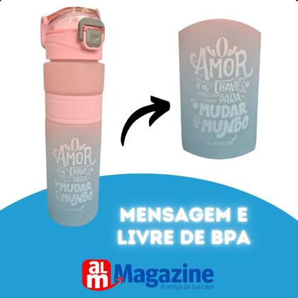 Imagem de Garrafa Squeeze 800ml Com Pegador E Filtro Shake Academdia CB3104