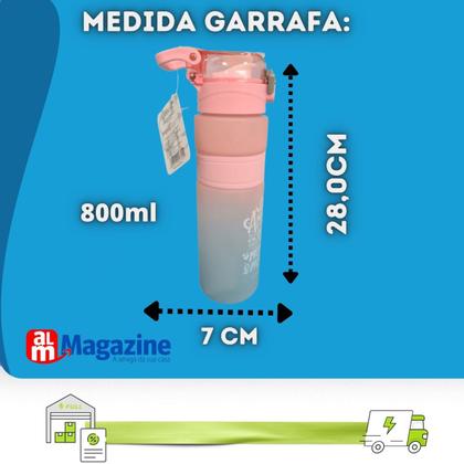 Imagem de Garrafa Squeeze 800ml Com Pegador E Filtro Shake Academdia CB3104