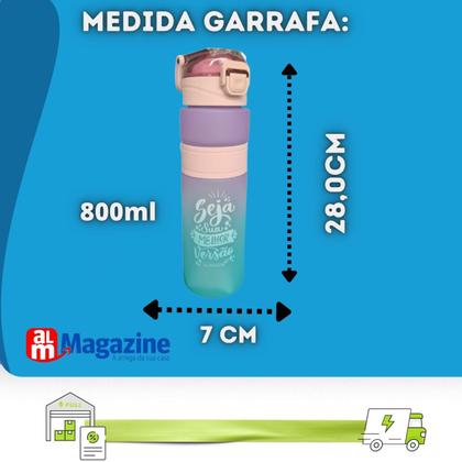 Imagem de Garrafa Squeeze 800ml Com Pegador E Filtro Shake Academdia CB3104