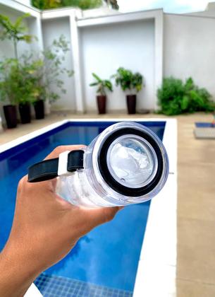 Imagem de Garrafa Squeeze Clean P/ Água Vidro Suco Bebidas Trabalho Vidro Borossilicato