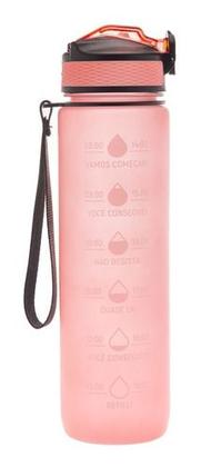 Imagem de Garrafa Squeeze Com Marcador De Água Academia Alça 1l - Lyor - Cinza