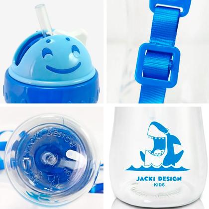 Imagem de Garrafa Squeeze Infantil Água 460ml Garrafinha Canudo Alça