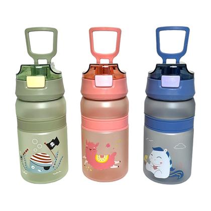 Imagem de Garrafa Squeeze Infantil Colorida Com Alça E Canudo 600ml