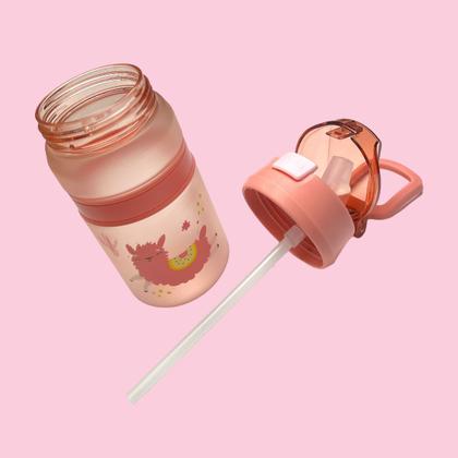 Imagem de Garrafa Squeeze Infantil Colorida Com Alça E Canudo 600ml