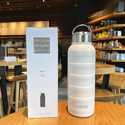 Imagem de Garrafa Térmica 1 Litro Aço Inoxidável Portátil Café Suco Água Academia Passeio Camping Caminhada