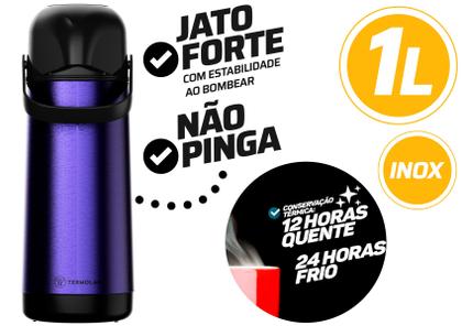 Imagem de Garrafa Térmica 1 Litro Inox Pressão Café Lumina Termolar