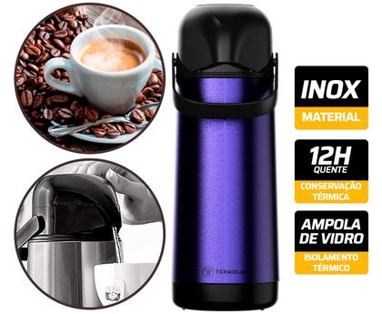 Imagem de Garrafa Térmica 1 Litro Inox Pressão Café Lumina Termolar