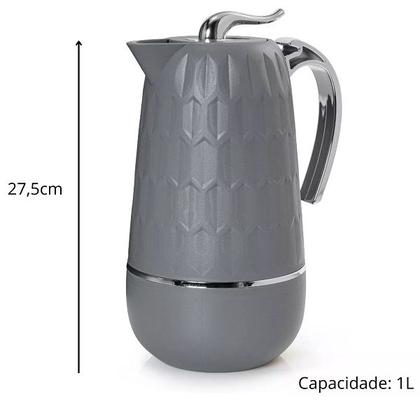Imagem de Garrafa Termica 1L Pomezia Cinza para CHA e Cafe Termopro