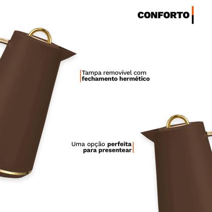 Imagem de Garrafa Térmica 1L Samira Café Chá Click Abre Fecha - Marrom