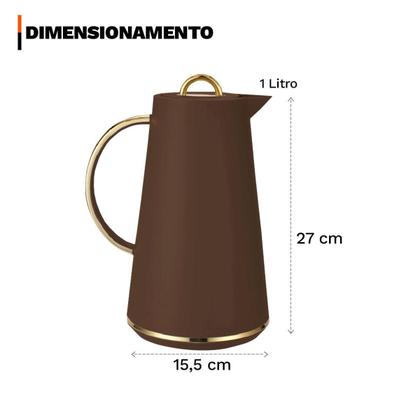 Imagem de Garrafa Térmica 1L Samira Café Chá Click Abre Fecha - Marrom