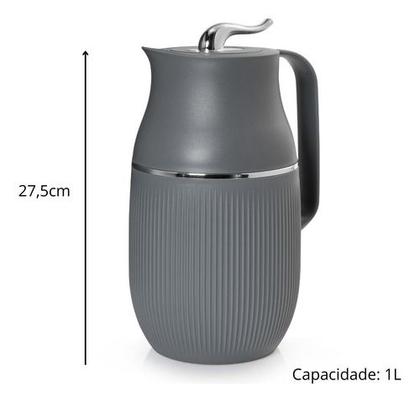 Imagem de Garrafa Térmica 1l Vicenza Cinza Para Chá Café Termopro