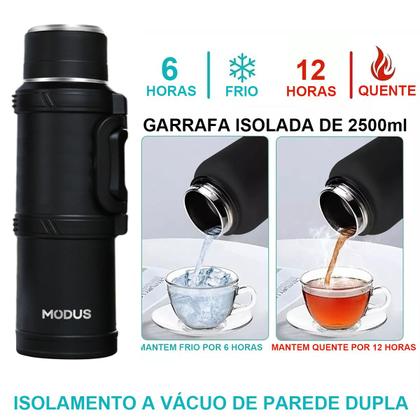 Imagem de Garrafa Térmica 2,5 Litros Quente Frio Com Aço Inoxidável Isolamento Térmico Café Suco Água Camping Academia Passeio Caminhada