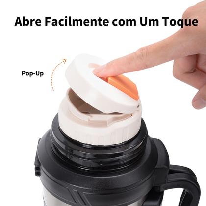 Imagem de Garrafa Térmica 2,5 Litros Quente Frio Com Aço Inoxidável Isolamento Térmico Café Suco Água Camping Academia Passeio Caminhada