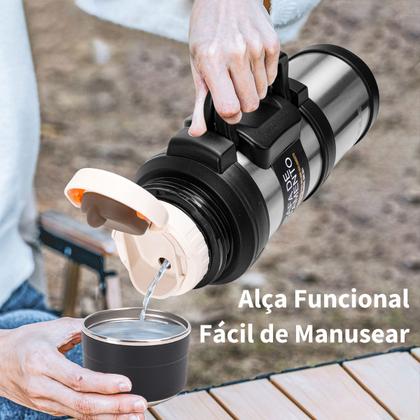 Imagem de Garrafa Térmica 2,5 Litros Quente Frio Com Aço Inoxidável Isolamento Térmico Café Suco Água Camping Academia Passeio Caminhada