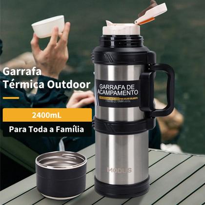 Imagem de Garrafa Térmica 2,5 Litros Quente Frio Com Aço Inoxidável Isolamento Térmico Café Suco Água Camping Academia Passeio Caminhada