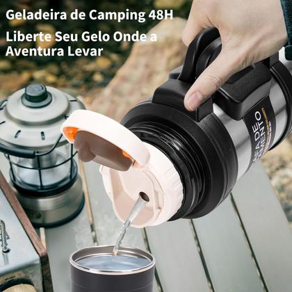 Imagem de Garrafa Térmica 2,5 Litros Quente Frio Com Aço Inoxidável Isolamento Térmico Café Suco Água Camping Academia Passeio Caminhada