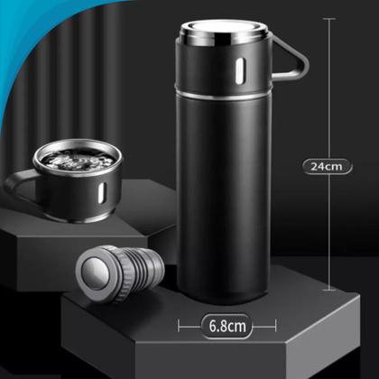 Imagem de Garrafa Térmica 3X1 Xícaras Inox 500 Ml Para Camping