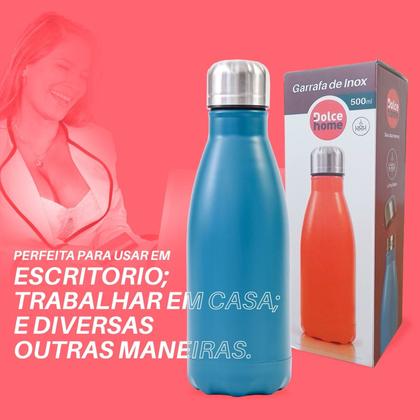 Imagem de Garrafa Térmica 500ml Inox Parede Dupla com Tampa  Mantém Temperatura Antivazamento
