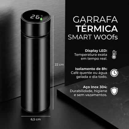 Imagem de Garrafa Térmica 500ml Preta com Display de Temperatura Digital LED Inox