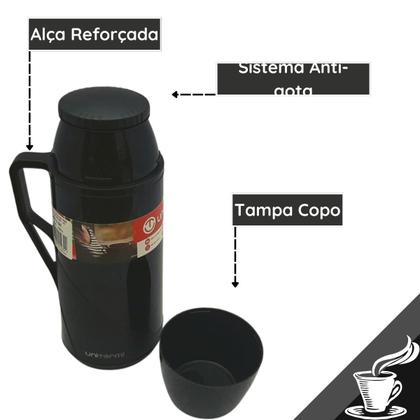 Imagem de Garrafa Térmica 500ML Roma Unitermi Garrafinha Pequena Ampola vidro Café Chá Suco Tereré Chimarrão