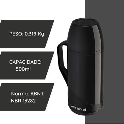Imagem de Garrafa Térmica 500ML Roma Unitermi Garrafinha Pequena Ampola vidro Café Chá Suco Tereré Chimarrão