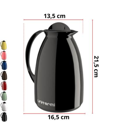 Imagem de Garrafa Térmica 650ml Florença Pequena Com Alça Tampa de Rosca Ampola de Vidro Unitermi