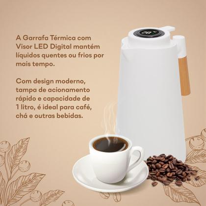 Imagem de Garrafa Térmica A Vácuo Com Termômetro Digital Cor Branca