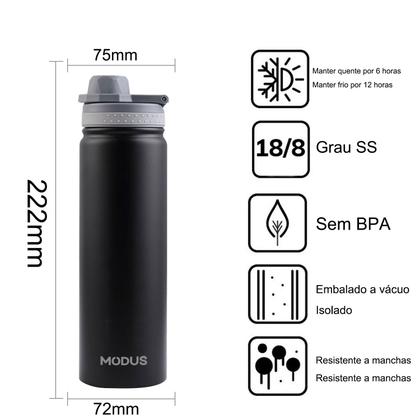 Imagem de Garrafa Térmica Aço Inox Portátil 750ml Café Suco Água Academia Passeio Caminhada