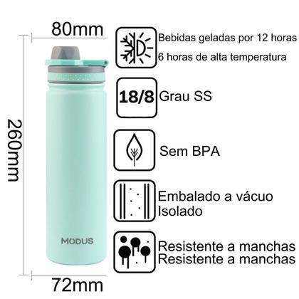 Imagem de Garrafa Térmica Aço Inox Portátil 750ml Café Suco Água Academia Passeio Caminhada