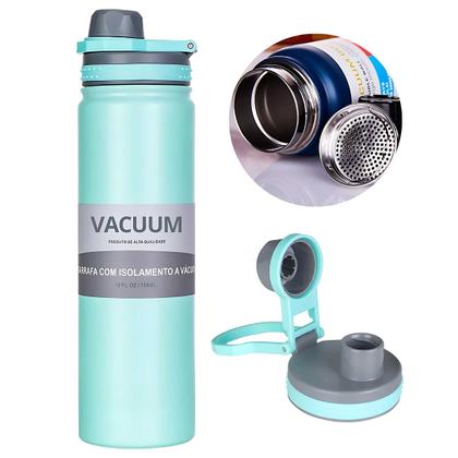 Imagem de Garrafa Térmica Aço Inox Portátil 769ml isolamento duplo Café Suco Água Academia viagem treino esportes Camping