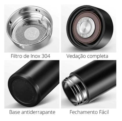 Imagem de Garrafa Térmica Aço Inox Termômetro Display Digital 500ml