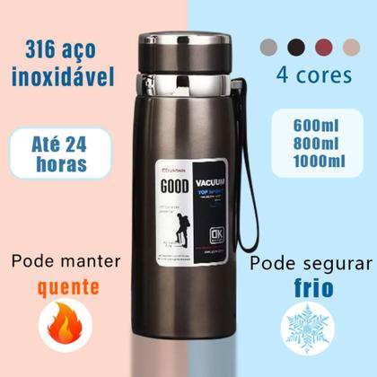 Imagem de Garrafa Térmica Aço Inoxidável Com Infusor Esportiva Bebida Água 800ml