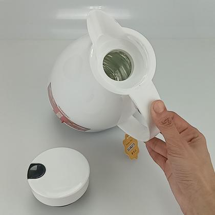 Imagem de GARRAFA TÉRMICA ÁGUA CAFÉ CHÁ 24x18x15cm 1 LITRO PLÁSTICO BRANCO AMPOLA VIDRO BLANC