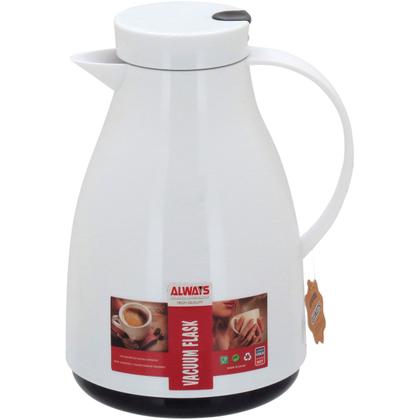 Imagem de GARRAFA TÉRMICA ÁGUA CAFÉ CHÁ 24x18x15cm 1 LITRO PLÁSTICO BRANCO AMPOLA VIDRO BLANC
