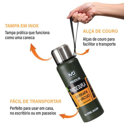 Imagem de Garrafa Térmica Água Café Suco Aço Inox 1L ou 1,5L Com Bolsa de Transporte Academia Passeio Caminhada Camping Bebida Quente Gelada