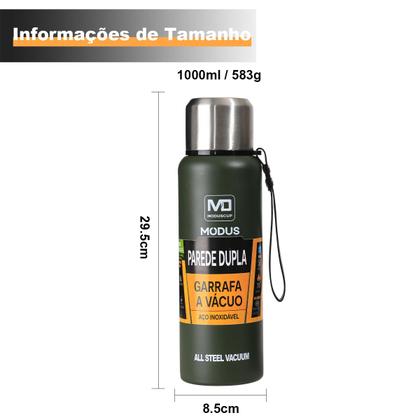 Imagem de Garrafa Térmica Água Café Suco Aço Inox 1L ou 1,5L Com Bolsa de Transporte Academia Passeio Caminhada Camping Bebida Quente Gelada