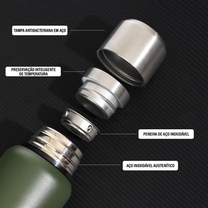 Imagem de Garrafa Térmica Água Café Suco Aço Inox 1L ou 1,5L Com Bolsa de Transporte Academia Passeio Caminhada Camping Bebida Quente Gelada