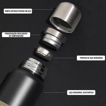 Imagem de Garrafa Térmica Água Café Suco Aço Inox 1L ou 1,5L Com Bolsa de Transporte Academia Passeio Caminhada Camping Bebida Quente Gelada