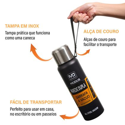 Imagem de Garrafa Térmica Água Café Suco Aço Inox 1L ou 1,5L Com Bolsa de Transporte Academia Passeio Caminhada Camping Bebida Quente Gelada