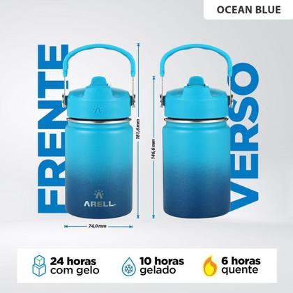 Imagem de Garrafa termica agua gelada ou quente straw flask 355ml ocean blue pequena - ARELL