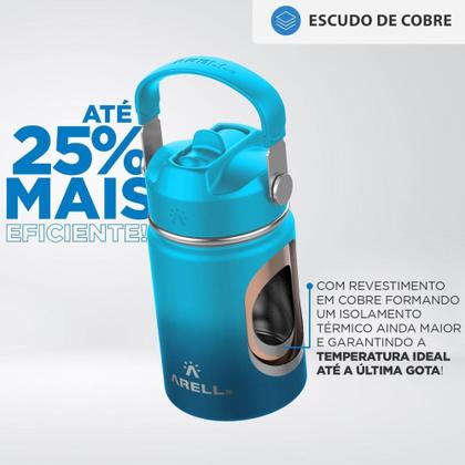Imagem de Garrafa termica agua gelada ou quente straw flask 355ml ocean blue pequena - ARELL