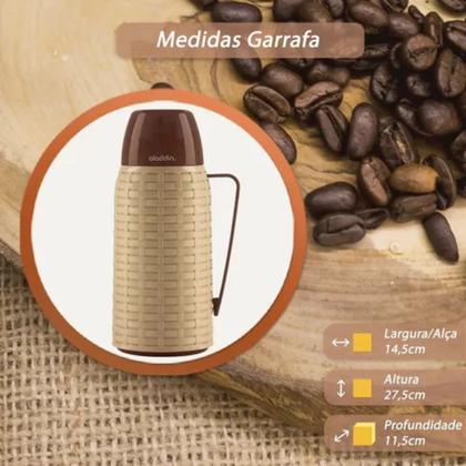 Imagem de Garrafa Termica Aladdin Café Chá 1L Bege Com tampa Marrom