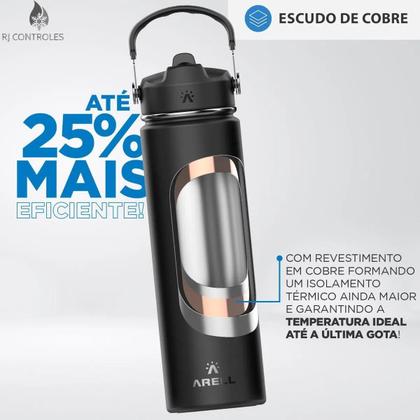 Imagem de Garrafa Térmica Arell Straw Flask 650ml com Kit Protetor RJC