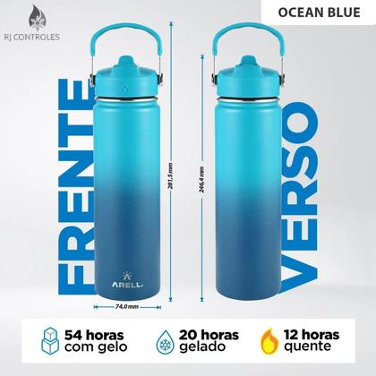 Imagem de Garrafa Térmica Arell Straw Flask 650ml com Kit Protetor RJC